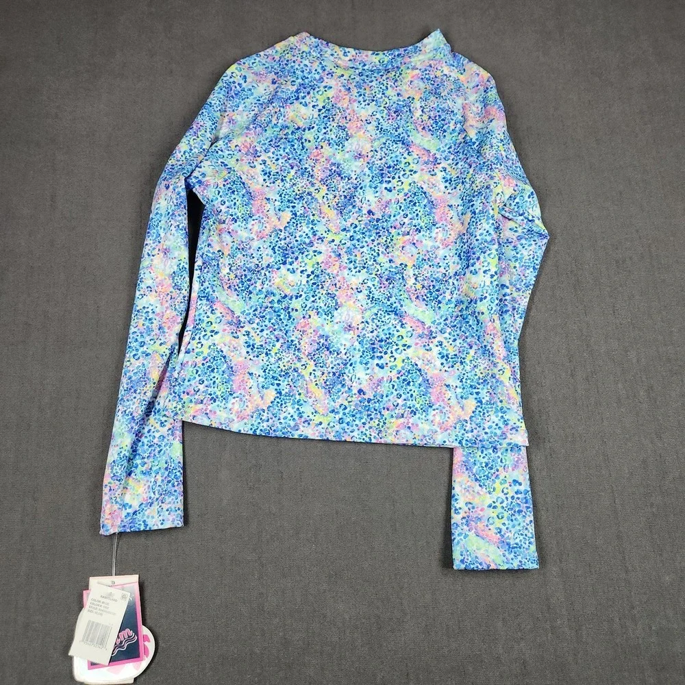 Andy & Evan Rash Guard Girls Size 16 Printed Shirt Long Sleeve SPF 50 Nwt‎ Blue